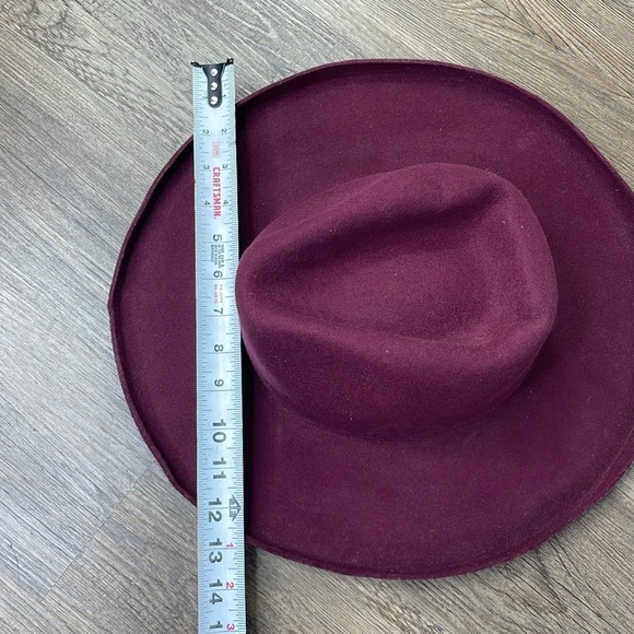 Anthropologie Women’s Finley High-Crown Rancher Maroon Burgundy, Wool Hat